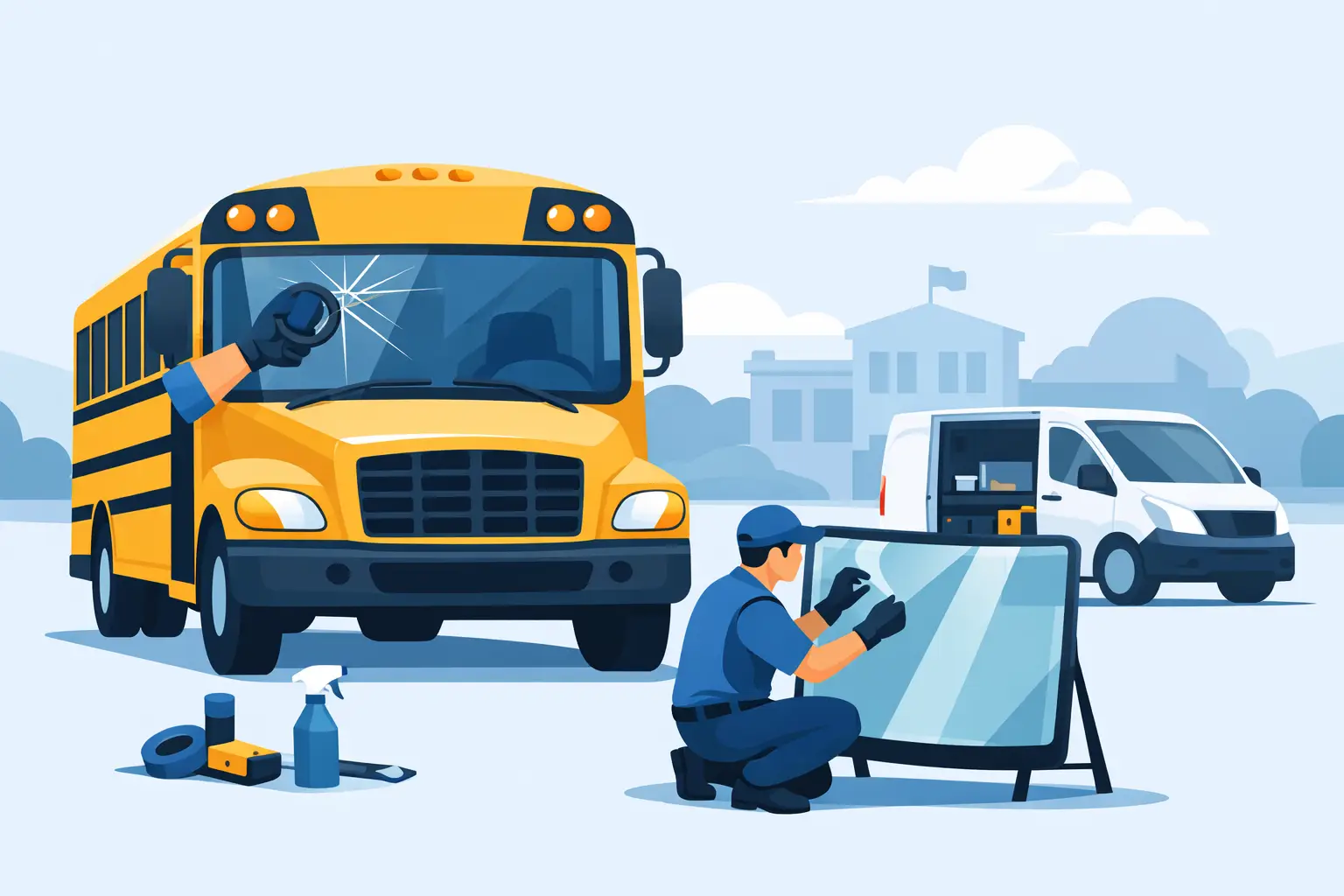 School Bus Glass Repair That Cuts Downtime